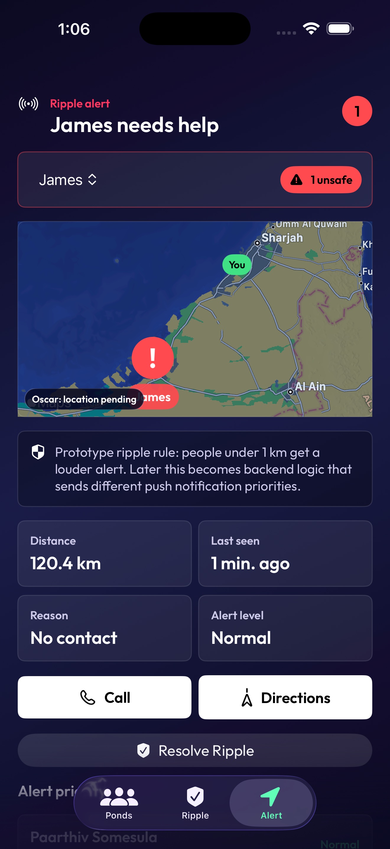 RipplePond alert map screenshot